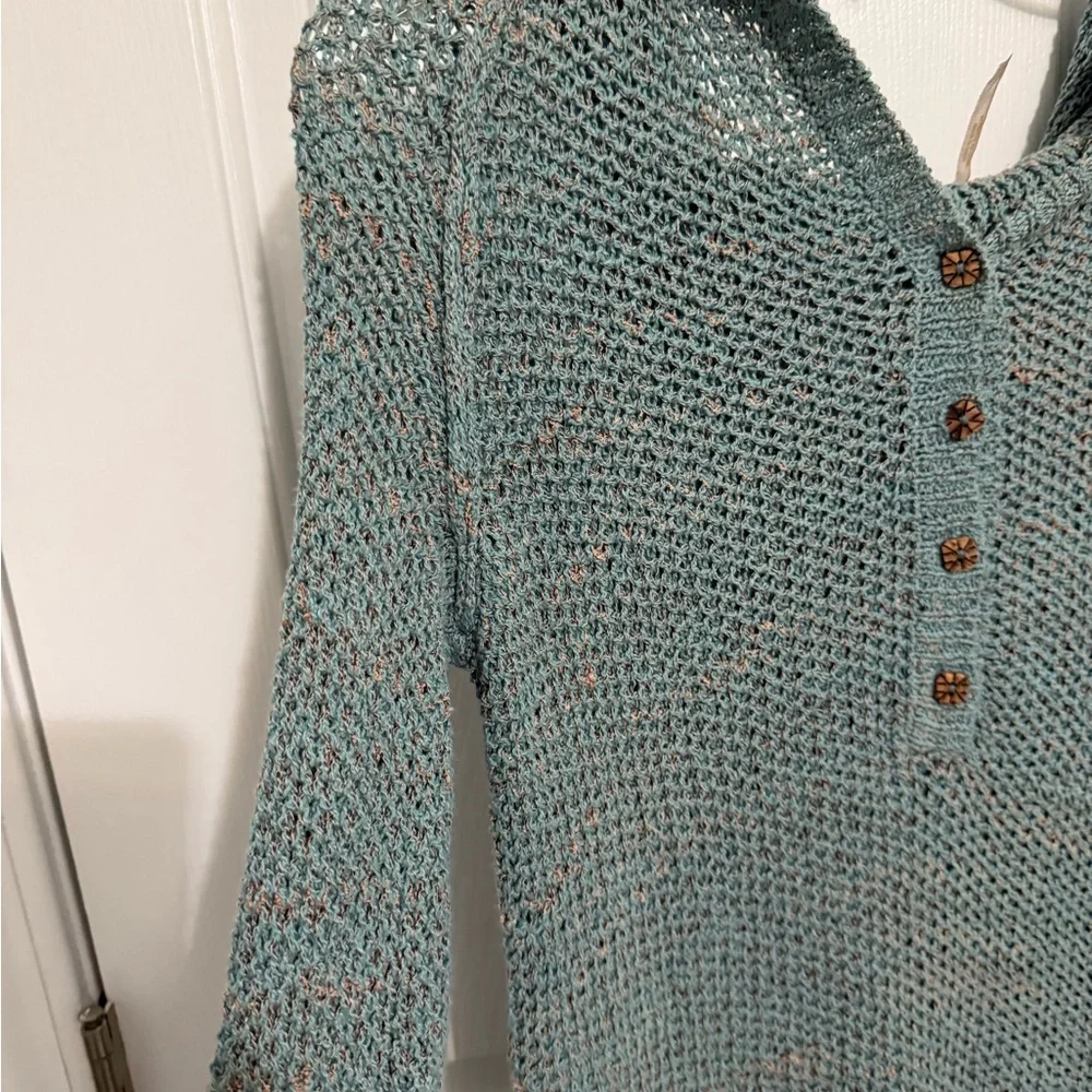 Free People Green Hooded Sweater *GOOD USED CONDITION* - Picture 5 of 11